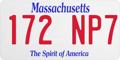 MA license plate 172NP7