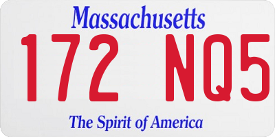 MA license plate 172NQ5