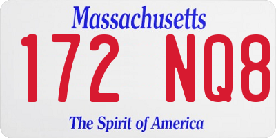 MA license plate 172NQ8