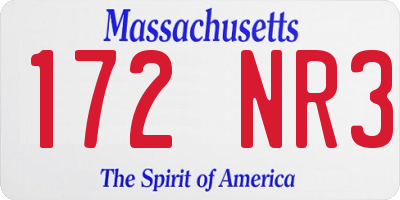 MA license plate 172NR3