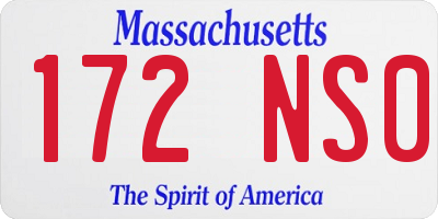 MA license plate 172NS0