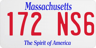 MA license plate 172NS6