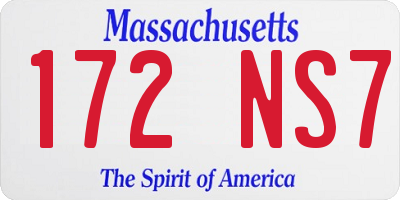 MA license plate 172NS7