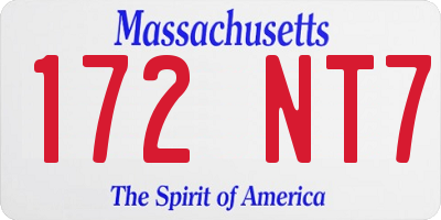 MA license plate 172NT7