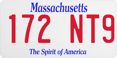 MA license plate 172NT9