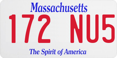 MA license plate 172NU5