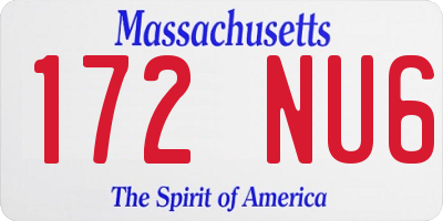 MA license plate 172NU6