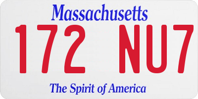 MA license plate 172NU7