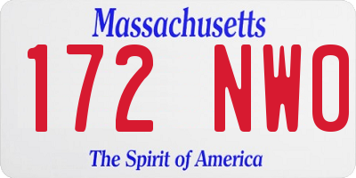 MA license plate 172NW0