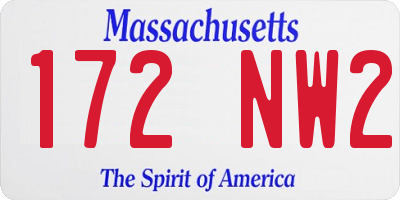 MA license plate 172NW2