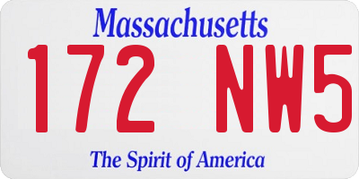 MA license plate 172NW5