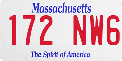 MA license plate 172NW6
