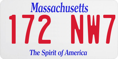 MA license plate 172NW7