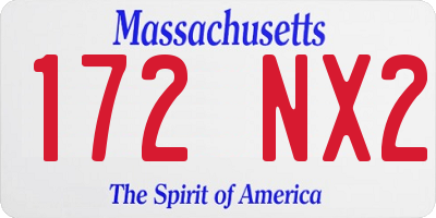 MA license plate 172NX2