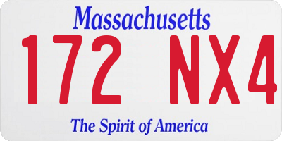 MA license plate 172NX4
