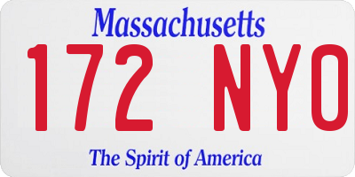 MA license plate 172NY0