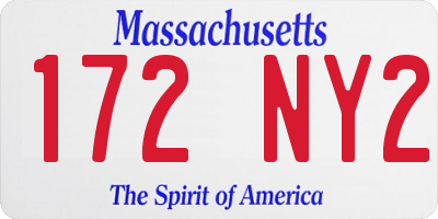 MA license plate 172NY2
