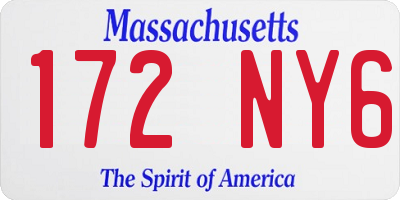 MA license plate 172NY6
