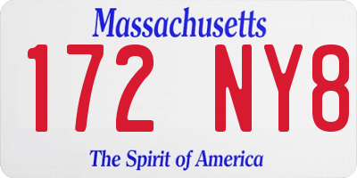 MA license plate 172NY8