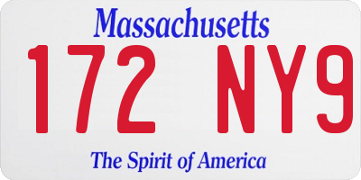 MA license plate 172NY9