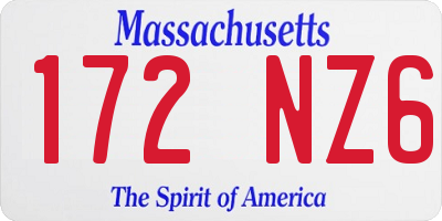 MA license plate 172NZ6