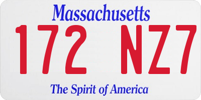 MA license plate 172NZ7