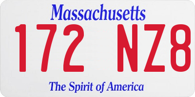 MA license plate 172NZ8