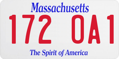 MA license plate 172OA1