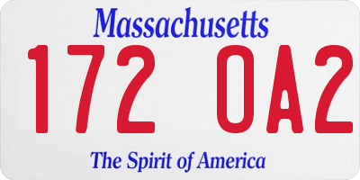 MA license plate 172OA2