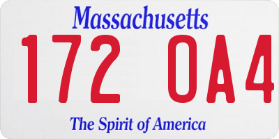 MA license plate 172OA4