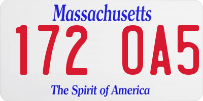 MA license plate 172OA5
