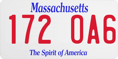 MA license plate 172OA6