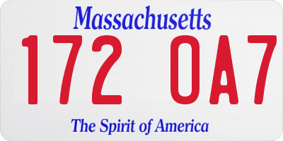 MA license plate 172OA7