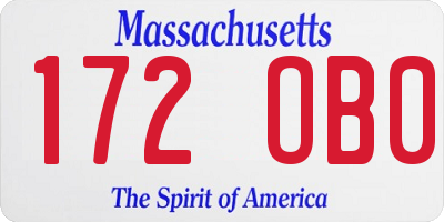MA license plate 172OB0