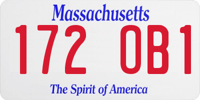 MA license plate 172OB1