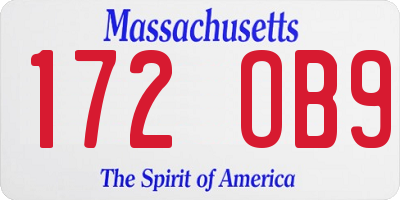 MA license plate 172OB9