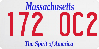 MA license plate 172OC2