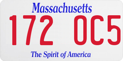 MA license plate 172OC5