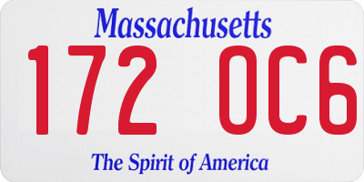 MA license plate 172OC6