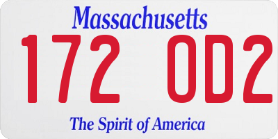 MA license plate 172OD2