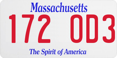 MA license plate 172OD3