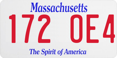 MA license plate 172OE4