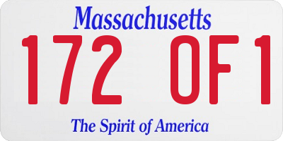 MA license plate 172OF1
