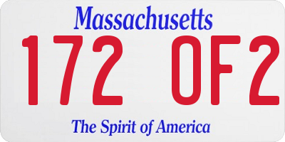 MA license plate 172OF2