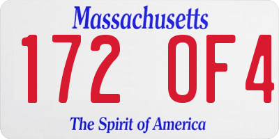 MA license plate 172OF4