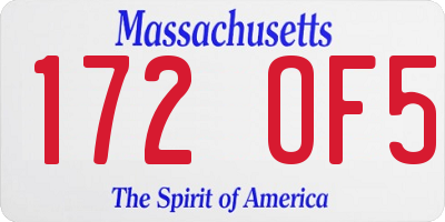 MA license plate 172OF5