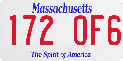 MA license plate 172OF6