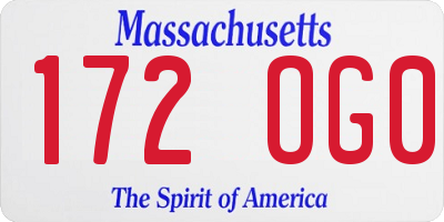 MA license plate 172OG0