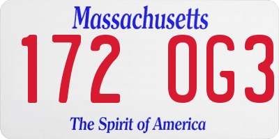 MA license plate 172OG3