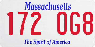 MA license plate 172OG8